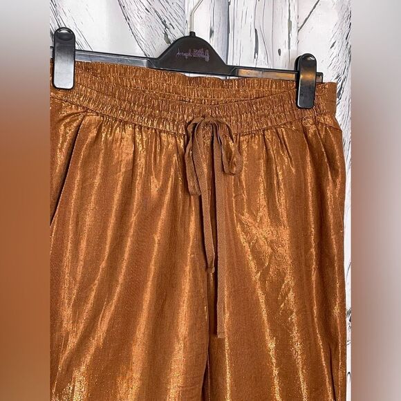 J Crew Pull On Pants Copper Metallic Cotton Blend Size 2 - Picture 2 of 9